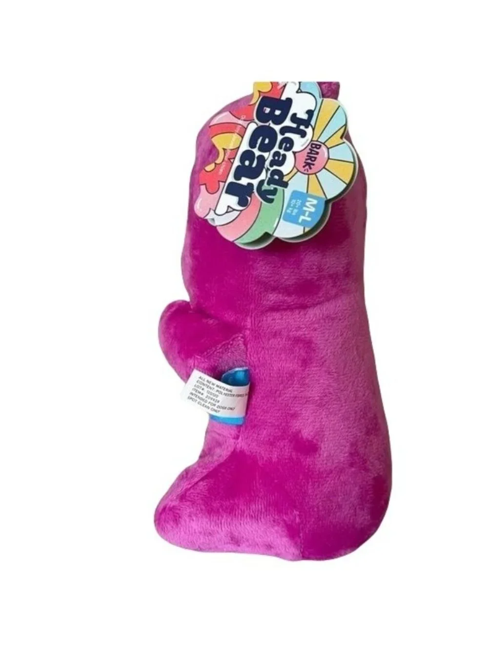 Bark 420 dog Chew toy Pink Heady teddy bear crinkle squeaker Plush Gift New